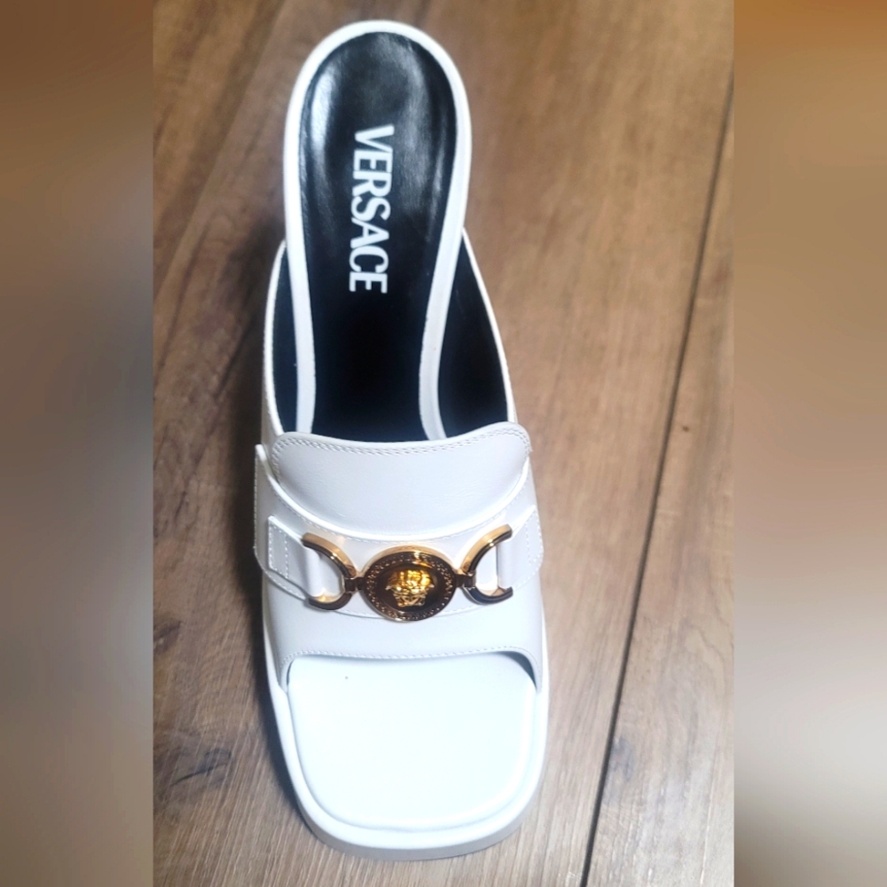 Versace white mules size 40